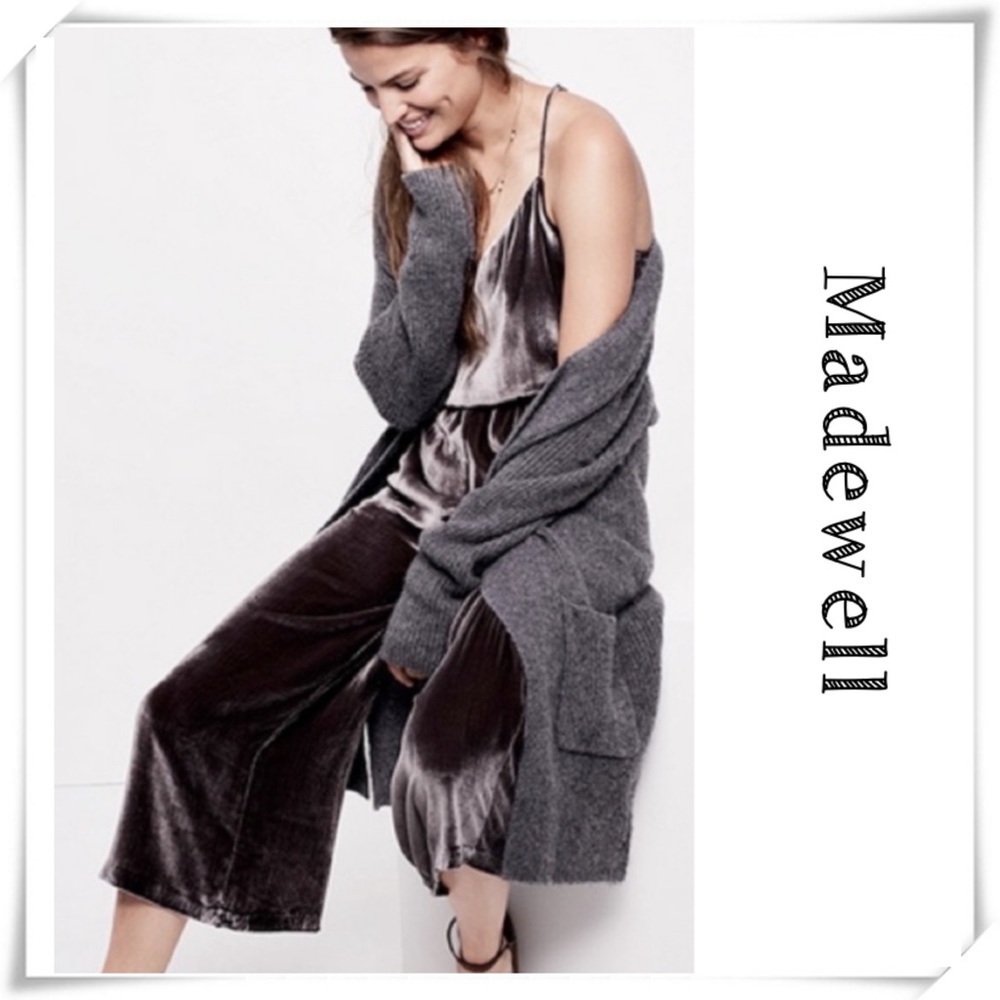 MADEWELL Velvet Cami Jumpsuit in Smoke Gray Style F9067